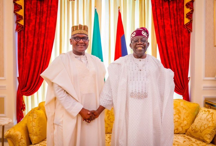 Tinubu received Femi Otedola and Aliko Dangote at his residence in Ikoyi.